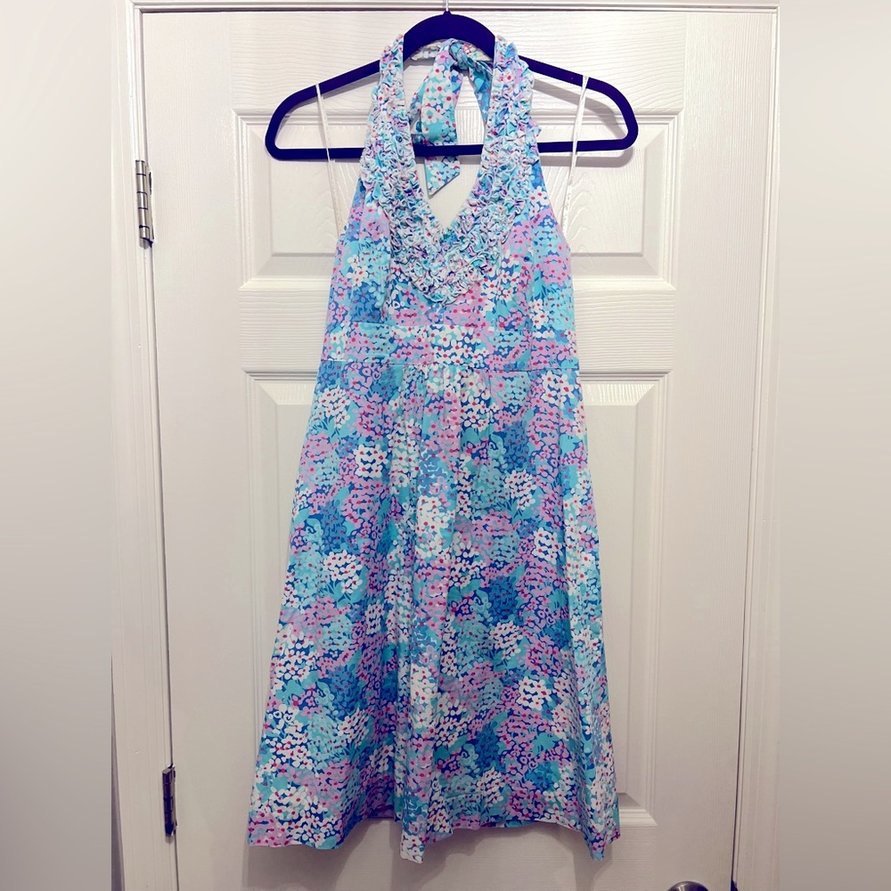 Lilly Pulitzer Lillian Dress Worth Blue Dot Dot Hop. Size 8.